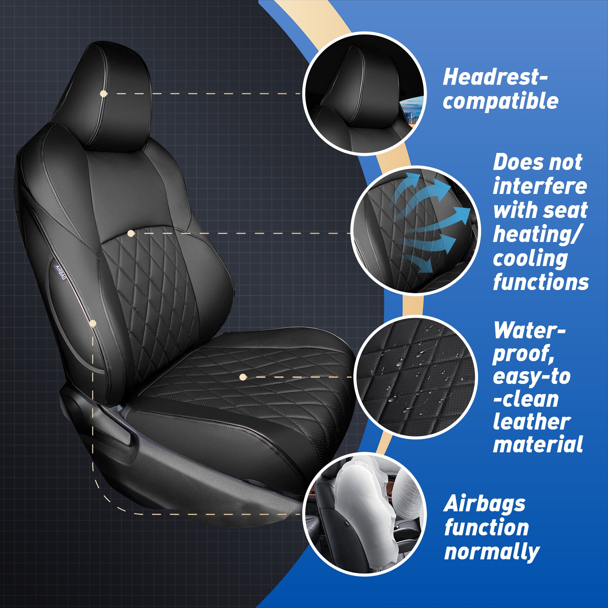 Corolla Cross Seat Covers|Custom-fit Leatherette|2022-2024|CustomCover