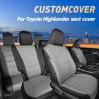 2010-2024 Toyota Highlander Seat Covers Black Grey Custom Fit Leatherette
