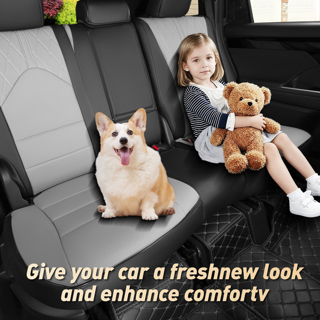 2010-2024 Toyota Highlander Seat Covers Black Grey Custom Fit Leatherette