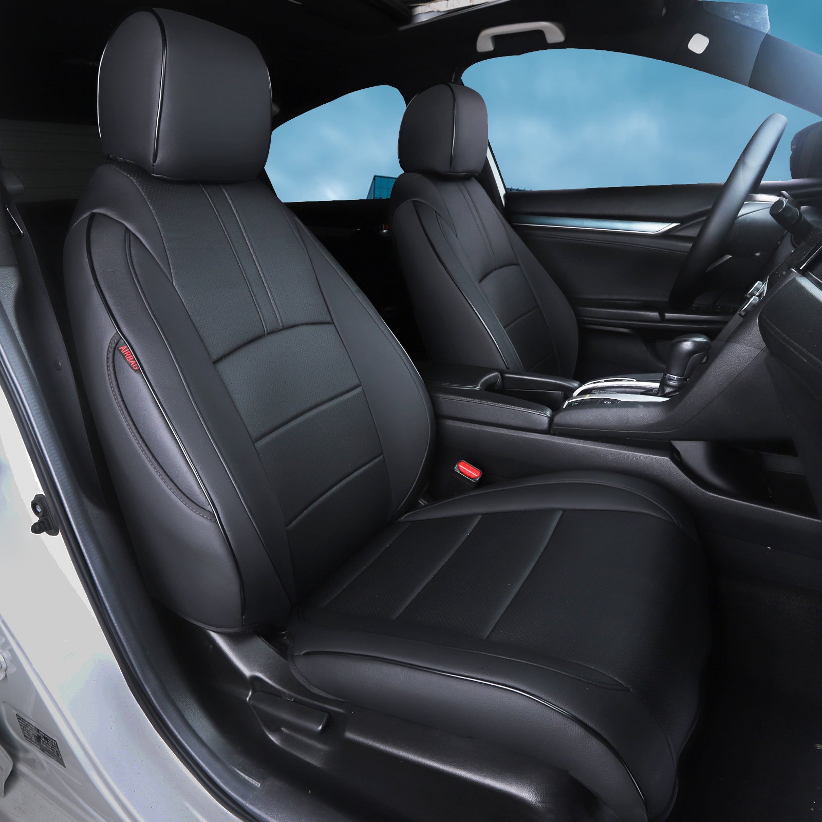 2011-2024 Honda Civic Seat Covers Black Custom Fit Leatherette