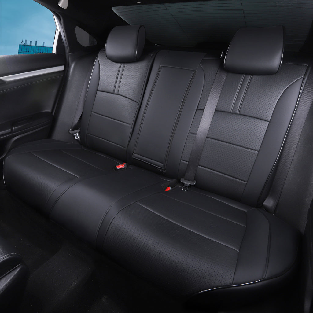 2011-2024 Honda Civic Seat Covers Black Custom Fit Leatherette