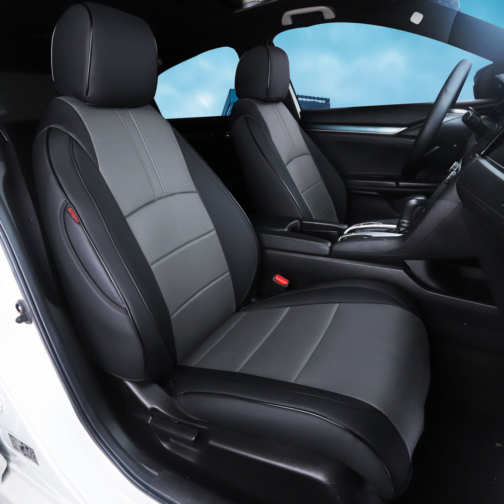 2011-2024 Honda Civic Seat Covers Black Grey Custom Fit Leatherette