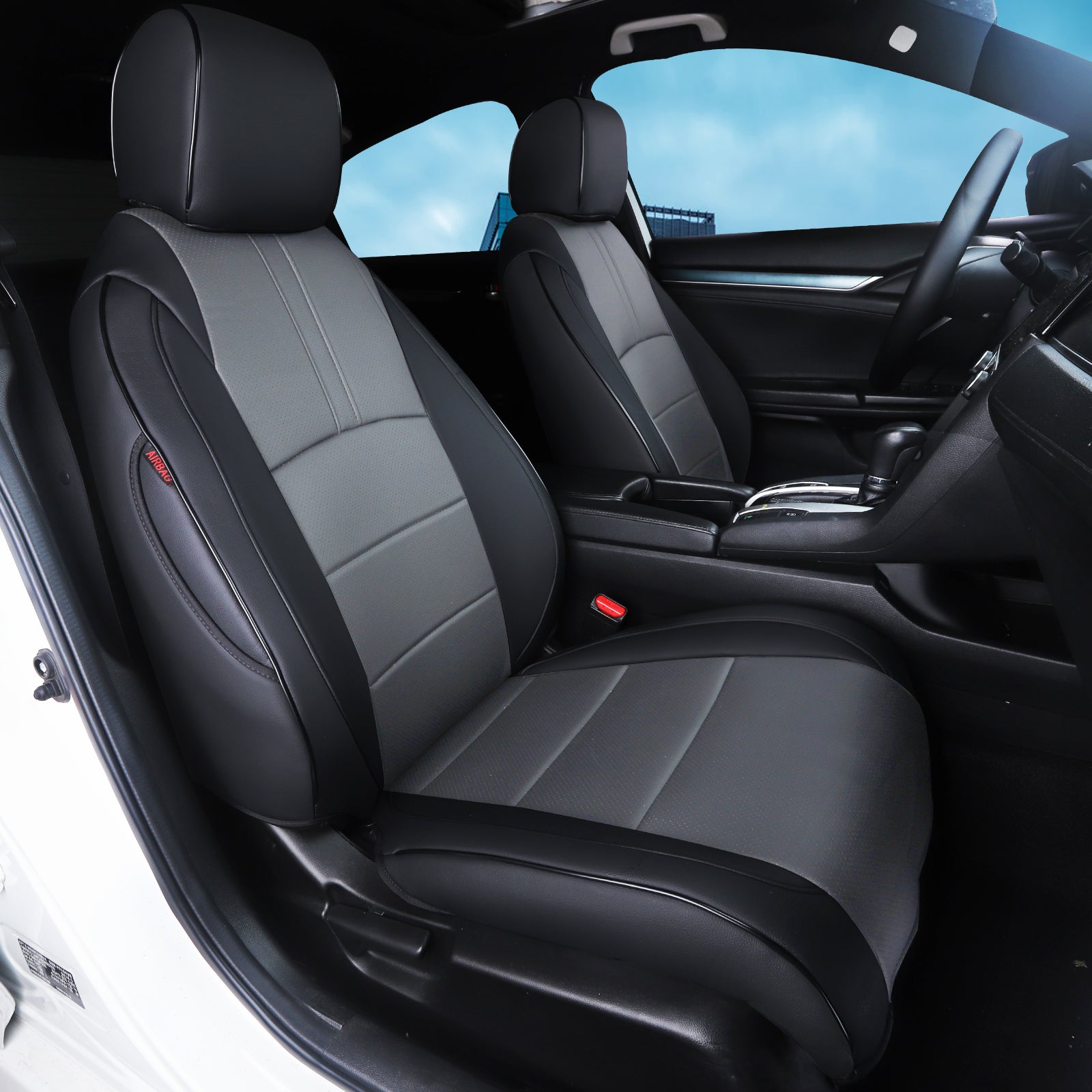 2011-2024 Honda Civic Seat Covers Black Grey Custom Fit Leatherette