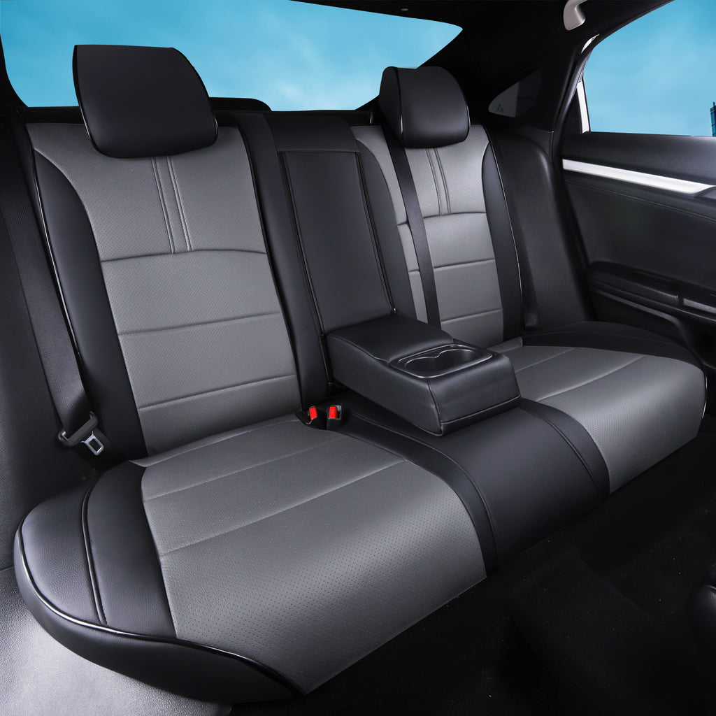 2011-2024 Honda Civic Seat Covers Black Grey Custom Fit Leatherette