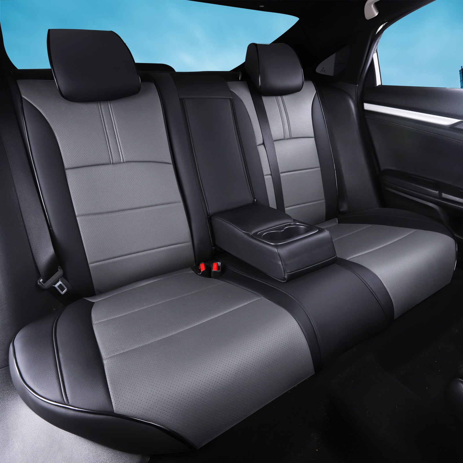 2011-2024 Honda Civic Seat Covers Black Grey Custom Fit Leatherette
