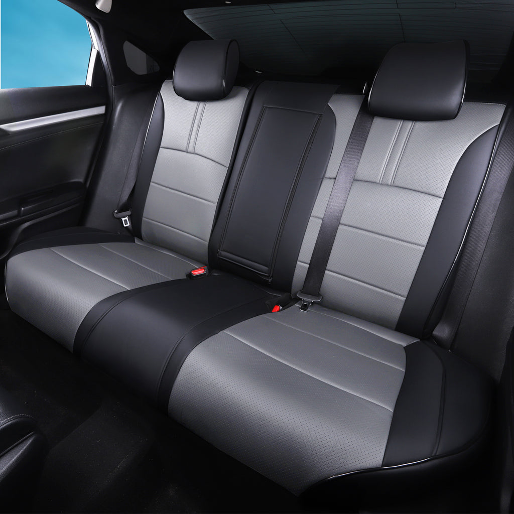 2011-2024 Honda Civic Seat Covers Black Grey Custom Fit Leatherette