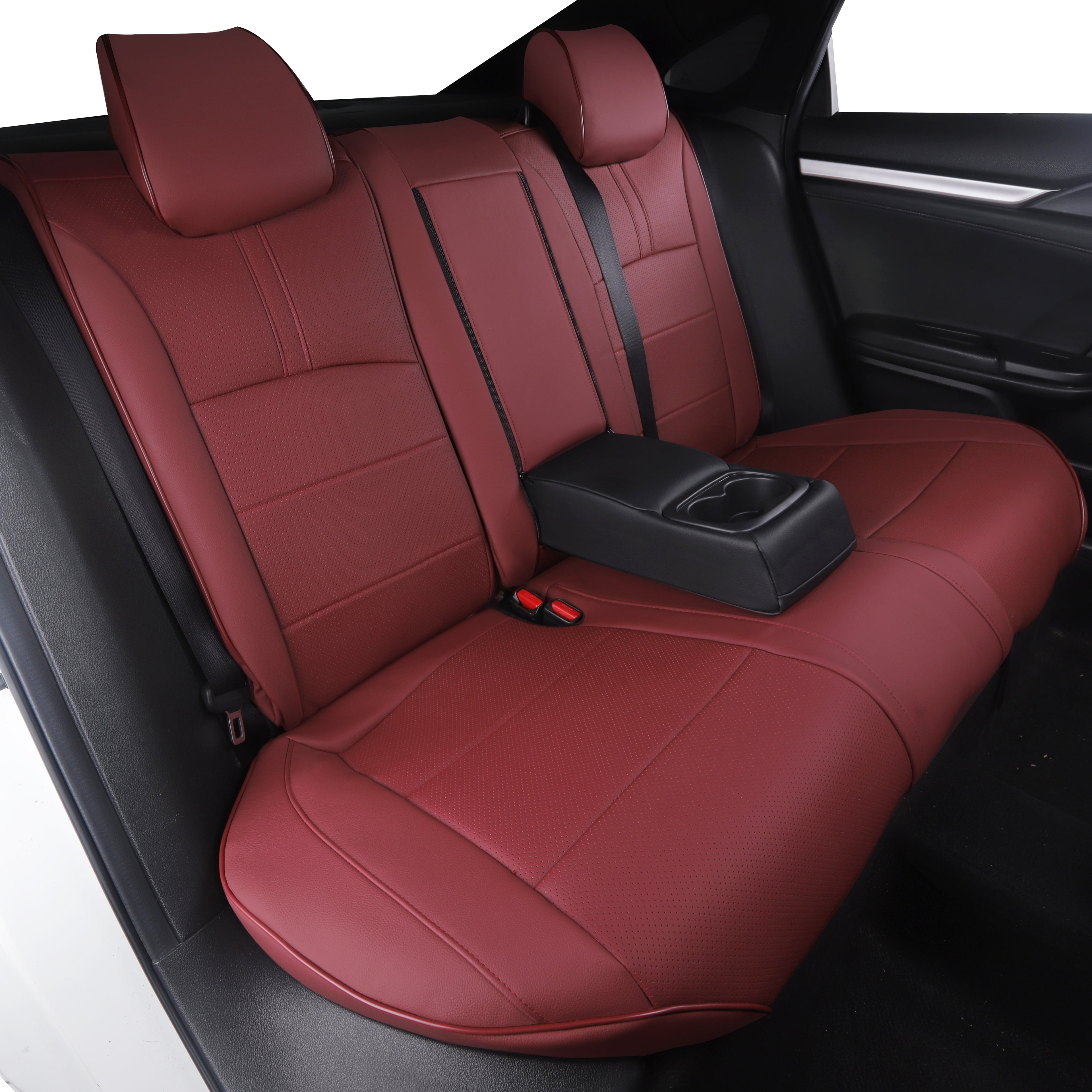 2011-2024 Honda Civic Seat Covers Burgundy Custom Fit Leatherette
