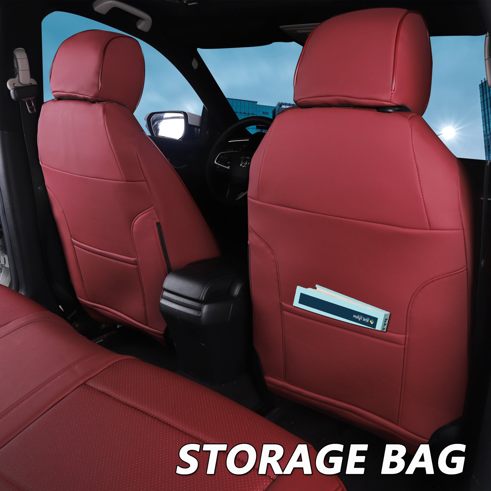 2011-2024 Honda Civic Seat Covers Burgundy Custom Fit Leatherette