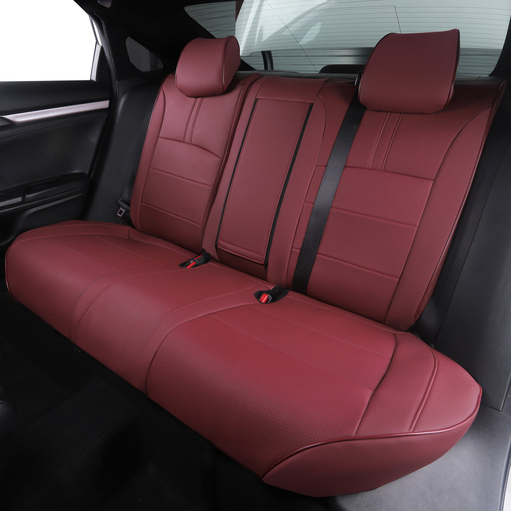 2011-2024 Honda Civic Seat Covers Burgundy Custom Fit Leatherette