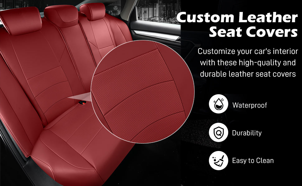 2018-2025 Honda Accord Seat Covers Burgundy Custom Fit Leatherette