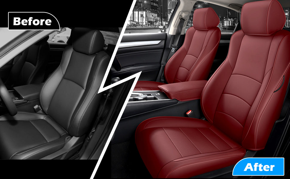 2018-2025 Honda Accord Seat Covers Burgundy Custom Fit Leatherette