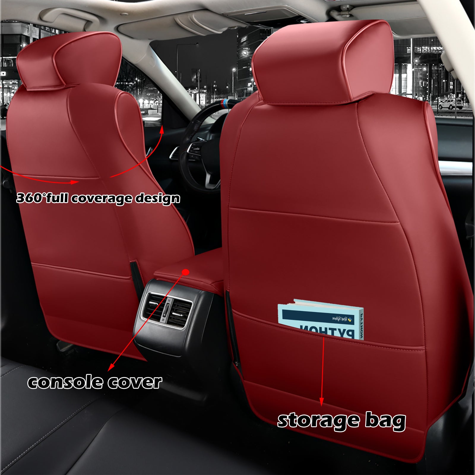 2018-2025 Honda Accord Seat Covers Burgundy Custom Fit Leatherette