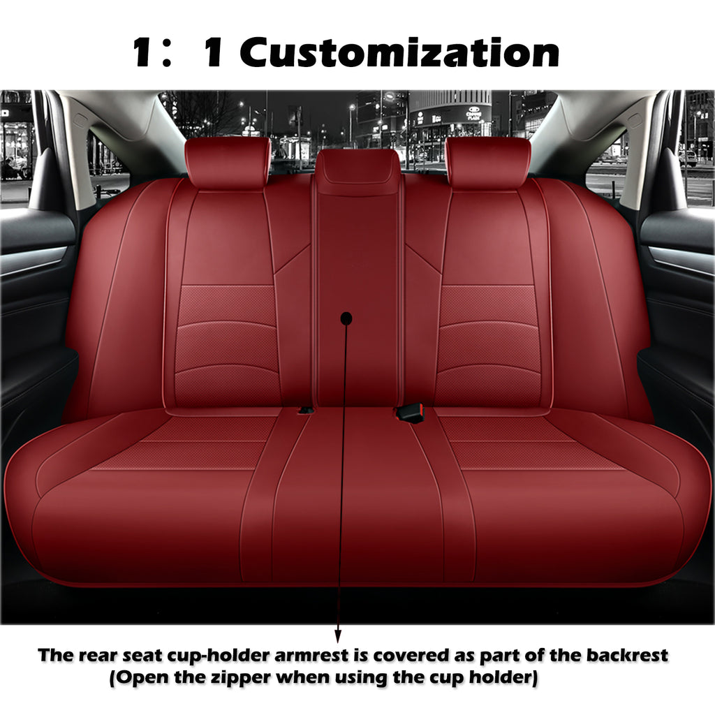 2018-2025 Honda Accord Seat Covers Burgundy Custom Fit Leatherette