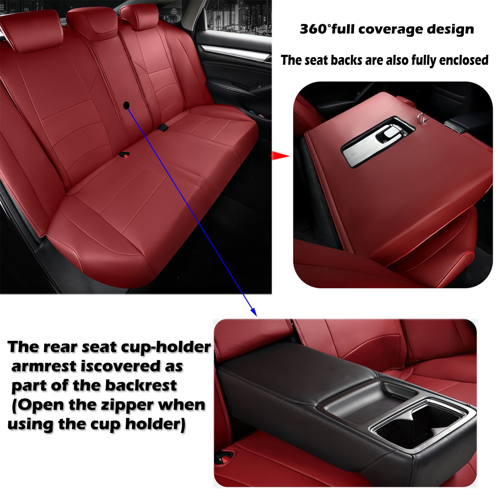 2018-2025 Honda Accord Seat Covers Burgundy Custom Fit Leatherette