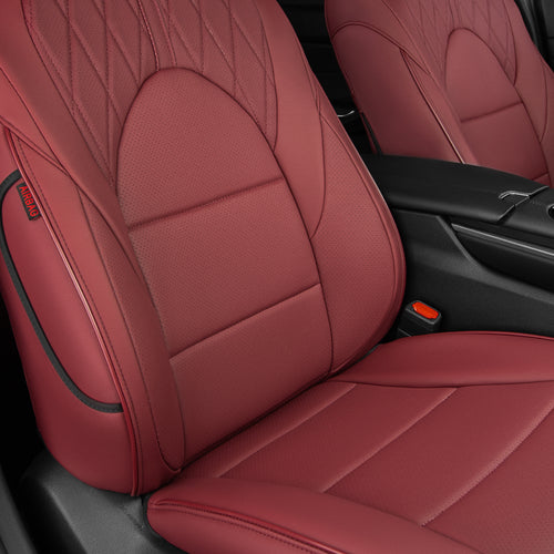 2018-2026 Toyota Camry Seat Covers Burgundy Custom Fit Leatherette