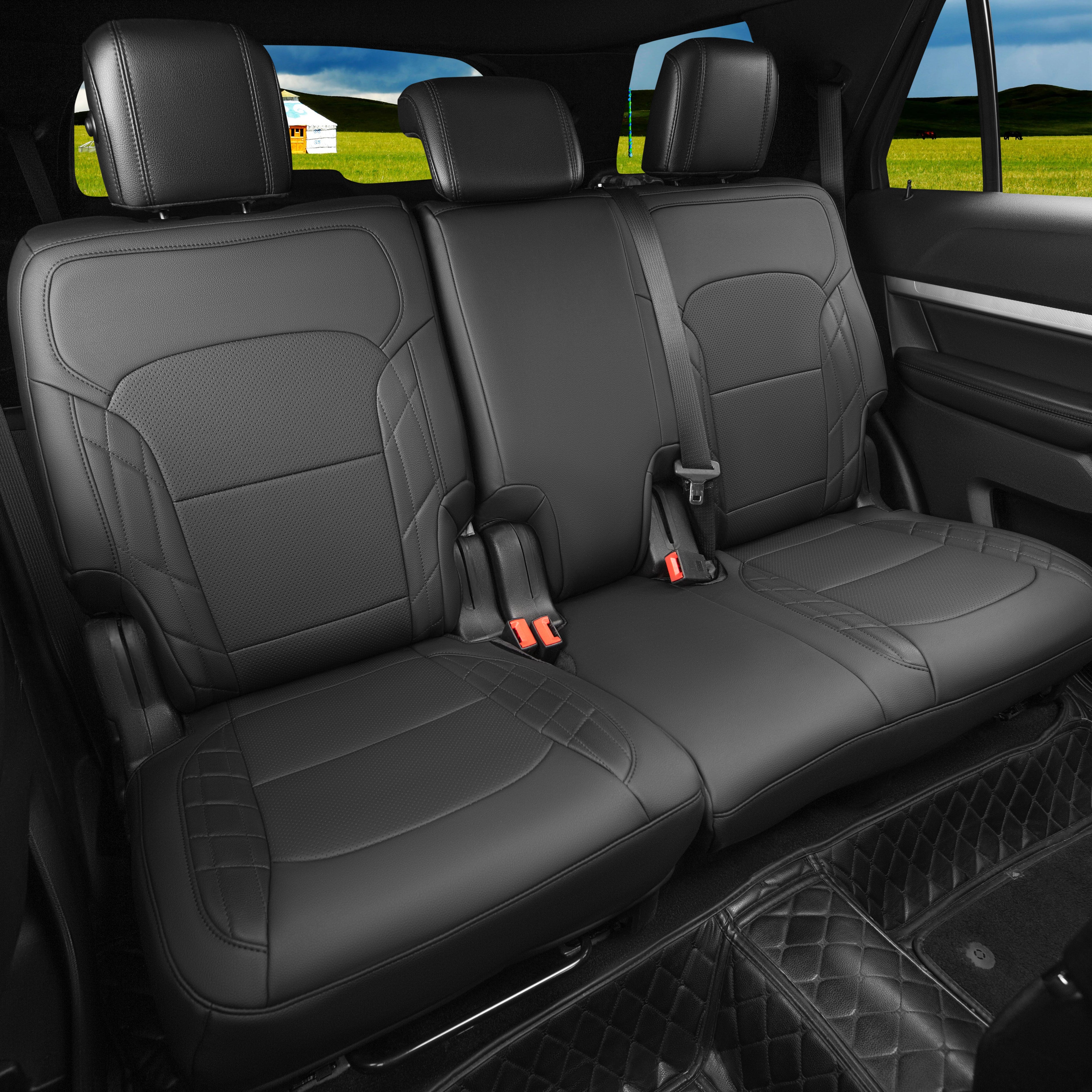 2020-2026 Ford Explorer Seat Covers Black Custom Fit Leatherette