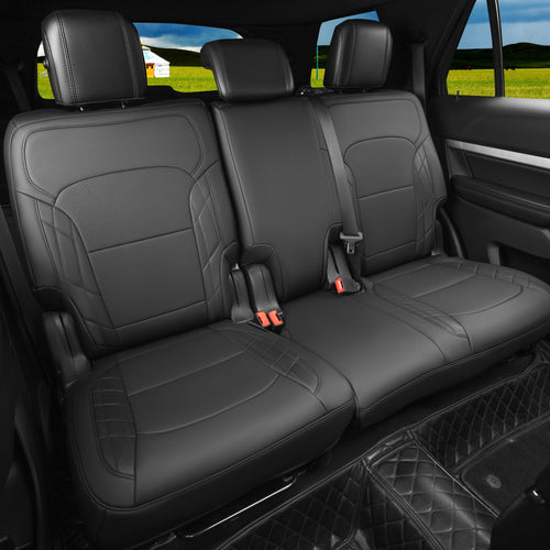 2020-2026 Ford Explorer Seat Covers Black Custom Fit Leatherette