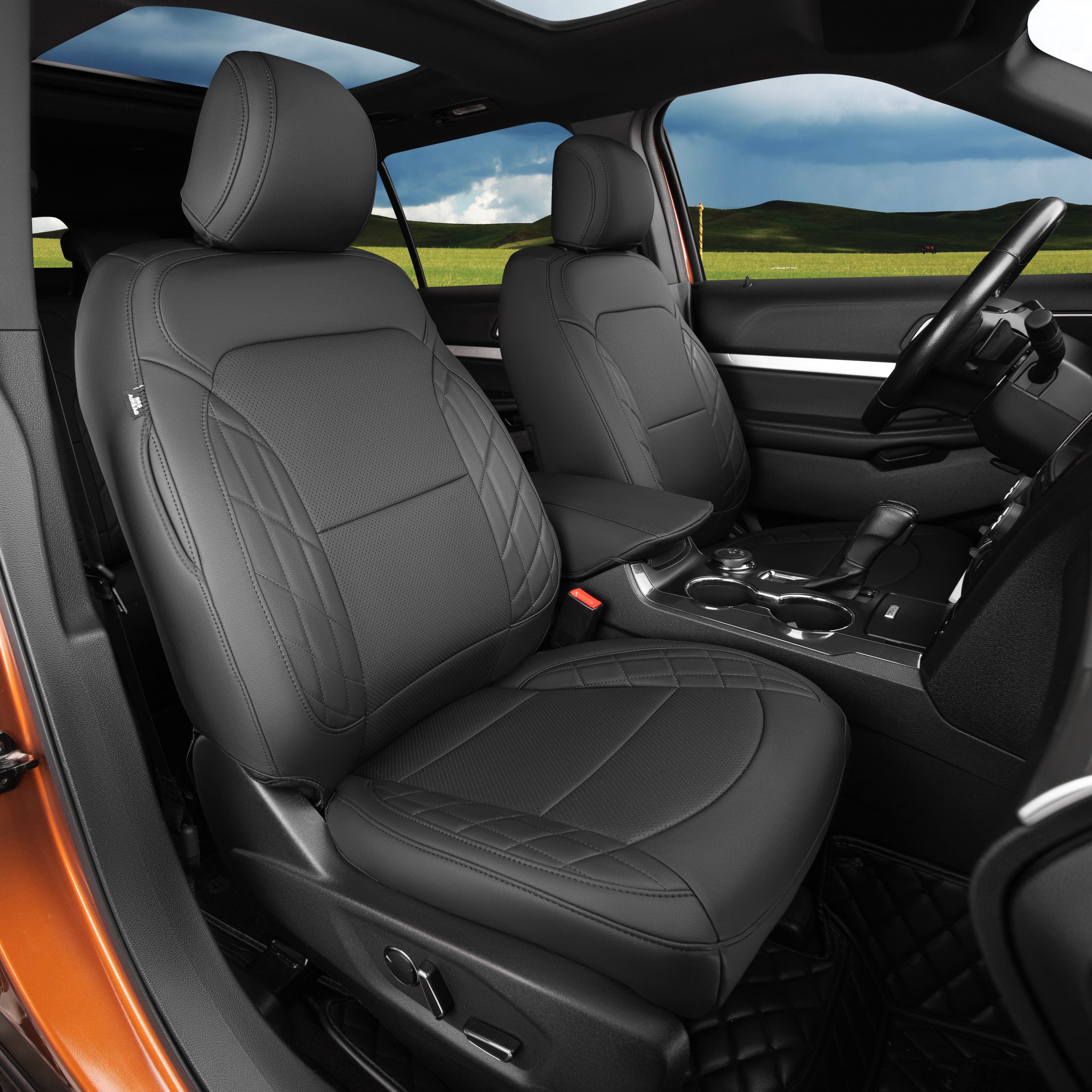 2020-2026 Ford Explorer Seat Covers Black Custom Fit Leatherette