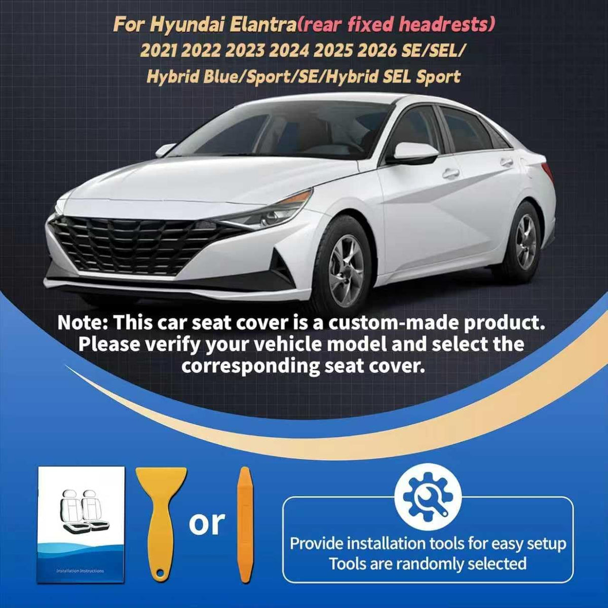 Hyundai Elantra Seat Covers | Custom-fit Leatherette | 2021-2026