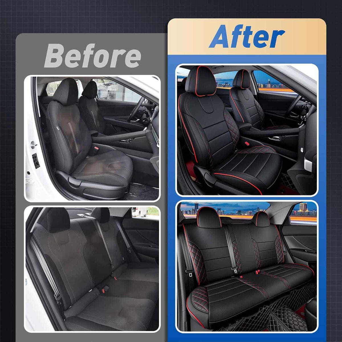 Hyundai Elantra Seat Covers | Custom-fit Leatherette | 2021-2026
