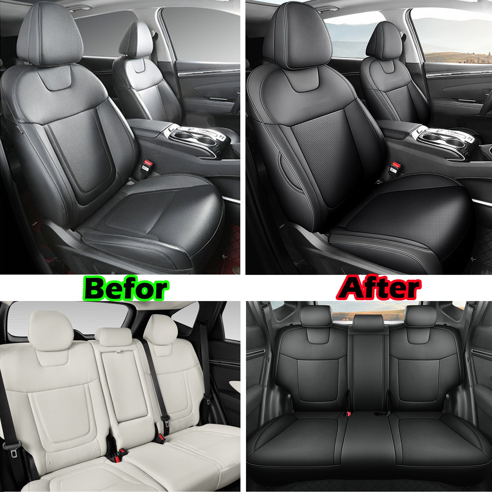 Custom-fit leatherette seat covers for Hyundai Tucson 2010-2025