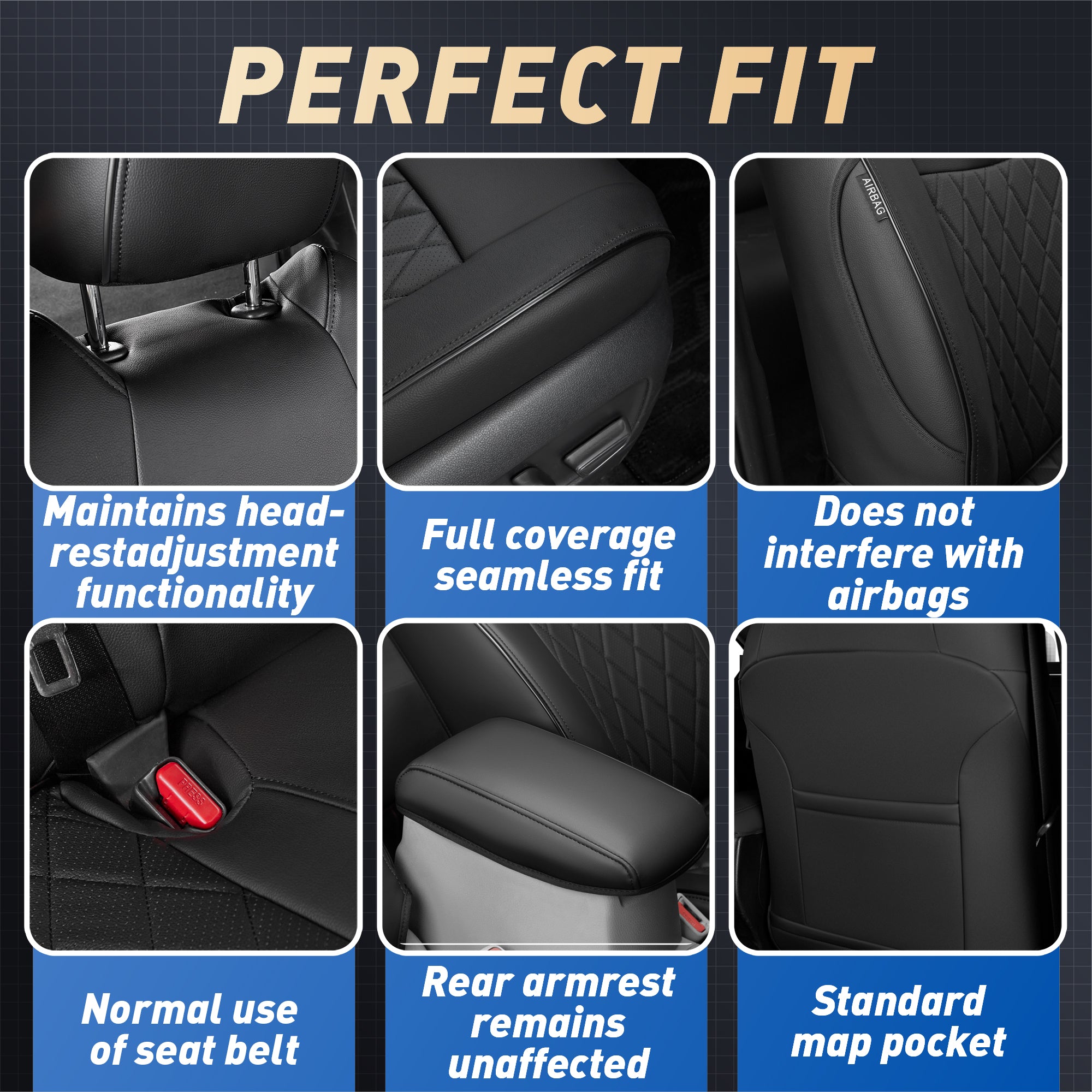 Custom-fit leatherette seat covers for Toyota Corolla Cross 2022-2024