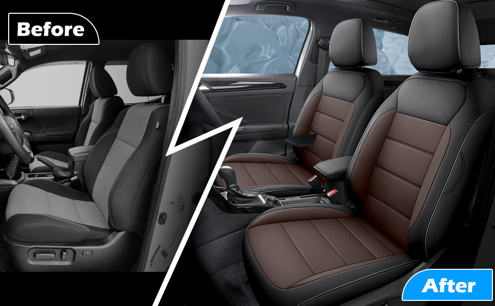 2016-2025 Toyota Tacoma Seat Covers  BlackBrown Custom Fit Leatherette