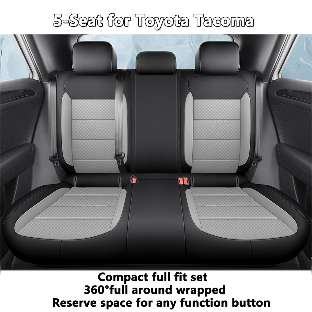 2016-2025 Toyota Tacoma Seat Covers Black Grey Custom Fit Leatherette